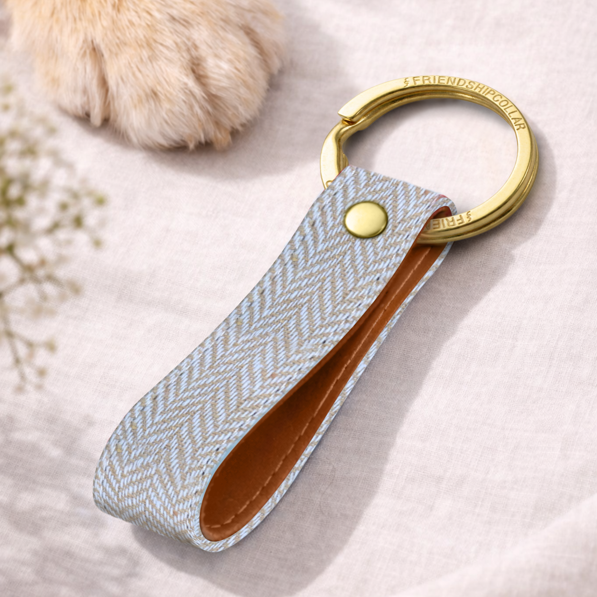 Herringbone Classic - Sand Dune Keyring